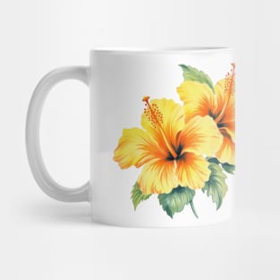 Yellow Hibiscus Flowers Tropical Mug